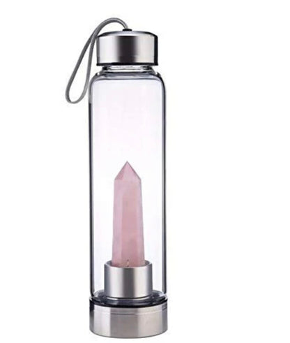 Rose quartz pointed drink bottle